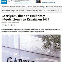 Garrigues, lder en fusiones y adquisiciones en Espaa en 2019